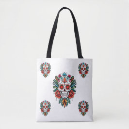 Bolsa Tote Aquarela Cinco De Mayo - Crânio Colorido De Açúcar
