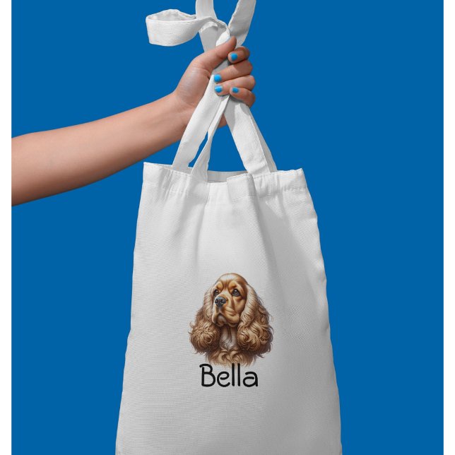 Bolsa Tote Aquarela Cocker Spaniel Personalizado (Criador carregado)