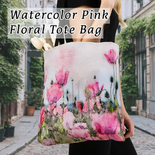 Bolsa Tote Aquarela Cor-de-Água Flor Moderna Cosmopolita