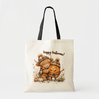Bolsa Tote Aquarela de Abóbora de Jack O Lantern de Vaca das