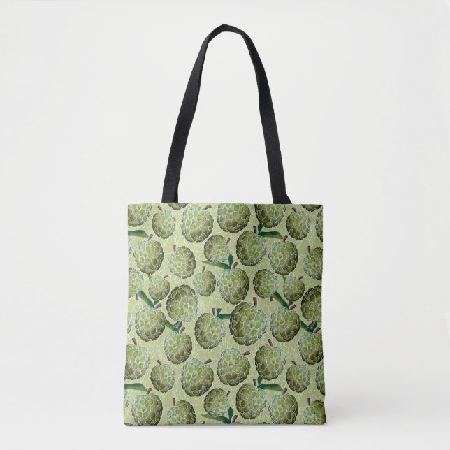 Bolsa Tote Aquarela De Maçã De Açúcar | Verde (Frente)