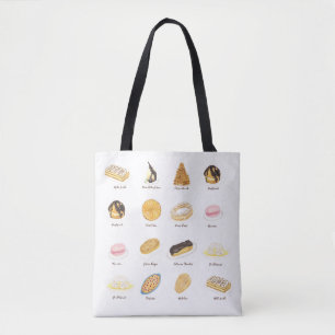 Bolsa Tote Aquarela de Pâtisserie Françaises