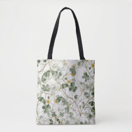 Bolsa Tote Aquarela de Prado de Trevo Botânico Vintage