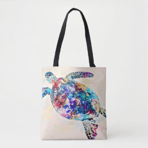 Bolsa Tote Aquarela de Tartaruga marinha havaiana