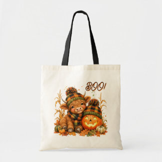 Bolsa Tote Aquarela de Vaca das Terras Altas Fofa e Jack O La
