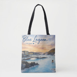 Bolsa Tote Aquarela do banho termal Blue Lagoon Islândia