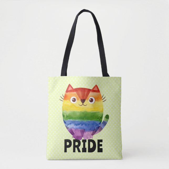 Bolsa Tote Aquarela do Gatinho do Orgulho de Corte (Frente)