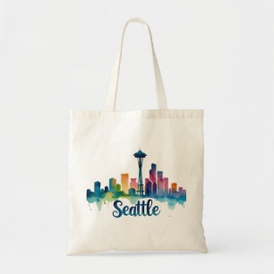 Bolsa Tote Aquarela do horizonte de Seattle