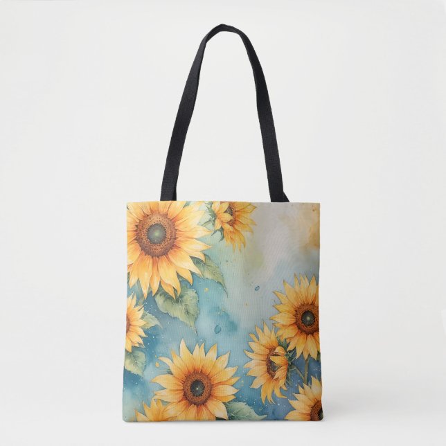 Bolsa Tote Aquarela Dosagem de Ruptura de Girassol (Frente)