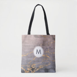 Bolsa Tote Aquarela e Monograma Dourado