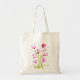 Bolsa Tote Aquarela Ervilhas cor-de-rosa-palha, cor-de-rosa,