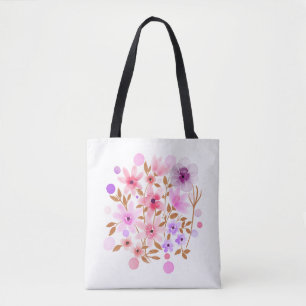 Bolsa Tote Aquarela Estética 'Delicado Buquê Floral'