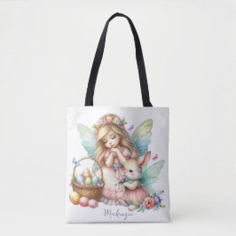 Bolsa Tote Aquarela Fada da Primavera de Páscoa