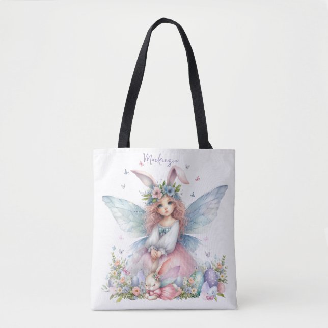 Bolsa Tote Aquarela Fada da Primavera de Páscoa (Frente)