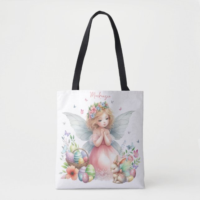 Bolsa Tote Aquarela Fada da Primavera de Páscoa (Frente)