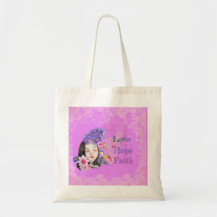 Bolsa Tote aquarela fé esperança amor