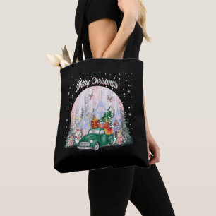 Bolsa Tote Aquarela Feliz Natal, Carro De Presentes