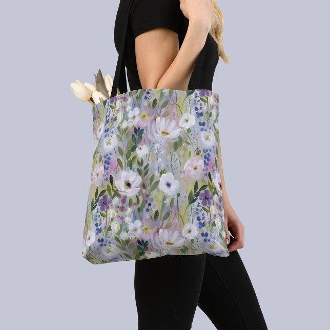 Bolsa Tote Aquarela Floral de Prado Macio (Criador carregado)