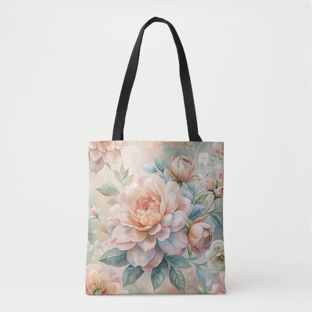 Bolsa Tote Aquarela Floral Delicada (Frente)