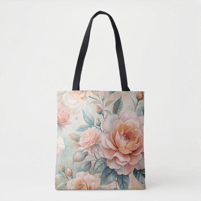 Bolsa Tote Aquarela Floral Delicada (Frente)