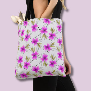 Bolsa Tote Aquarela floral lírio rosa