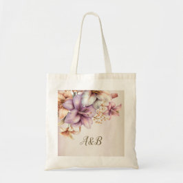 Bolsa Tote Aquarela Flores Cor-de-Obra Elegante Na moda