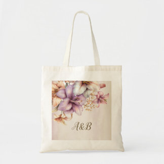Bolsa Tote Aquarela Flores Cor-de-Obra Elegante Na moda