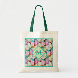 Bolsa Tote Aquarela Flores De Cactus De Pera-Prickly Monogram