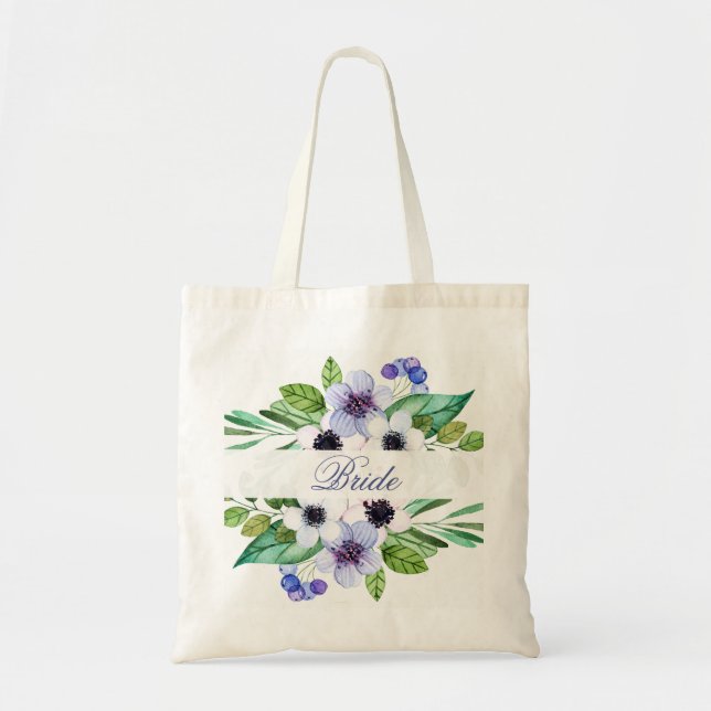 Bolsa Tote Aquarela Flores Roxas (Frente)
