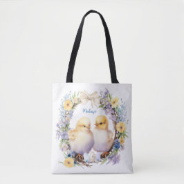 Bolsa Tote Aquarela Frango de Páscoa Personalizado