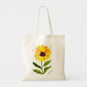 Bolsa Tote Aquarela girassóis amarelos flores aquarela
