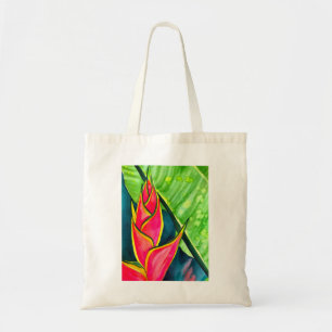Bolsa Tote Aquarela heliconia flor tropical