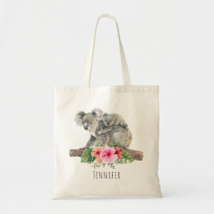 Bolsa Tote Aquarela Koala Urte Linda Mãe e Bebê