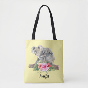Bolsa Tote Aquarela Koala Urte Linda Mãe e Bebê