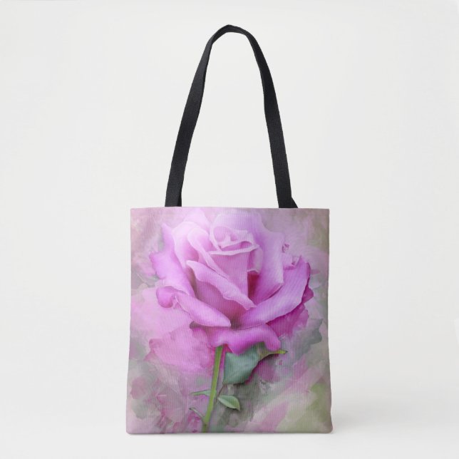 Bolsa Tote Aquarela Lilac Pastel Rosa (Frente)