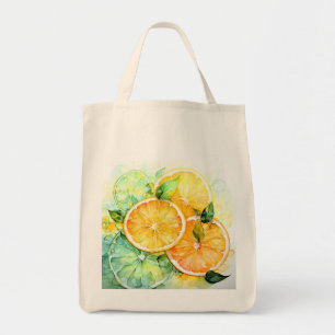 Bolsa Tote Aquarela Limão Laranja Lima Botânica Cozinha