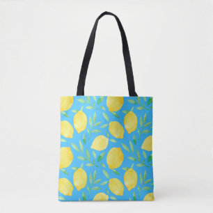Bolsa Tote Aquarela Limões de esboços, Design sem costura
