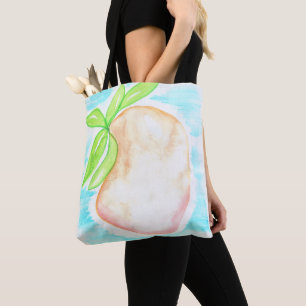 Bolsa Tote Aquarela Manga Pintada à Mão Cozinha Tropical