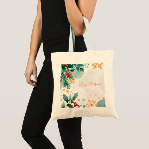 Bolsa Tote Aquarela Merry Christmas Tote Bag - Festivo