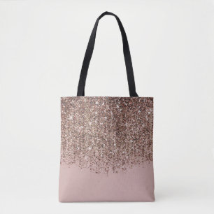 Bolsa Tote Aquarela Moderna Azul e Rosa Dourado Batom Cor-de-