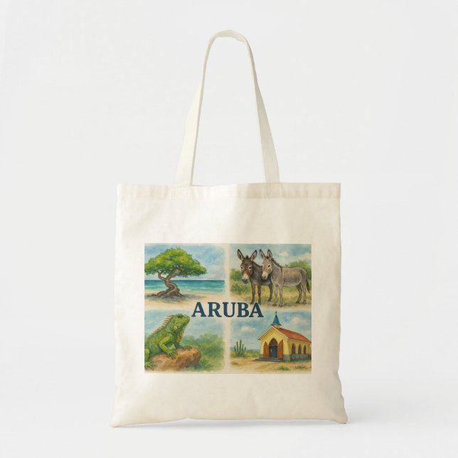Bolsa Tote Aquarela multiview de Aruba (Frente)