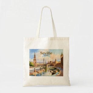 Bolsa Tote Aquarela Personalizada Sevilha Espanha Praça de Es