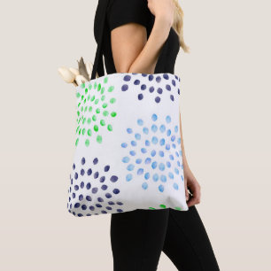 Bolsa Tote Aquarela Pétala de Flor Azul Verde Claro