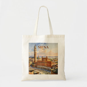 Bolsa Tote Aquarela Siena Itália Vintage Piazza del Campo