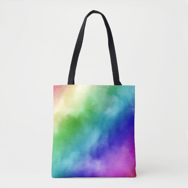 Bolsa Tote Aquarelas do Arco-Íris (Frente)