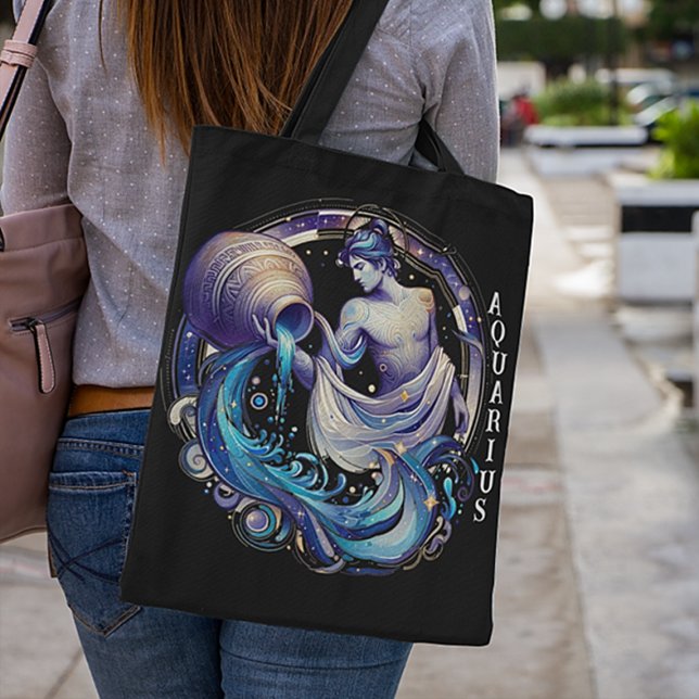 Bolsa Tote Aquário Zodiac Aquário Elegante (Criador carregado)