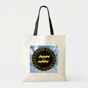 Bolsa Tote AQUARIUS/DOURADO ZODIAC ANIVERSÁRIO Astrologia JEW