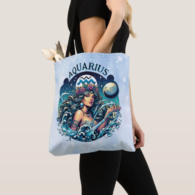 Bolsa Tote Aquarius Water Bearer Beautiful Woman Astrology  (Close Up)