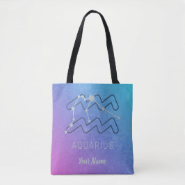 Bolsa Tote Aquarius Zodistar Sinal Watercolor Horoscope
