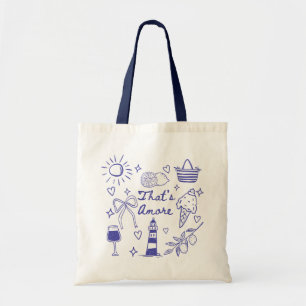 Bolsa Tote Aquela Coquete Cute Azul Amore Laço Verão Italiano